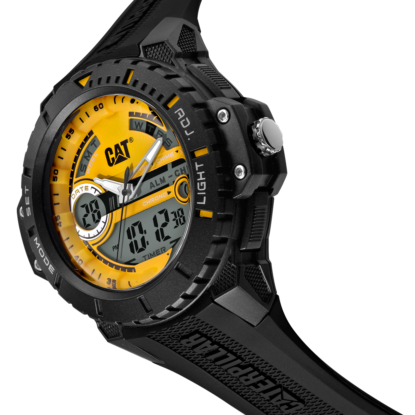 Reloj Ana-Digital con Esfera Amarilla ABS y Correa de Caucho