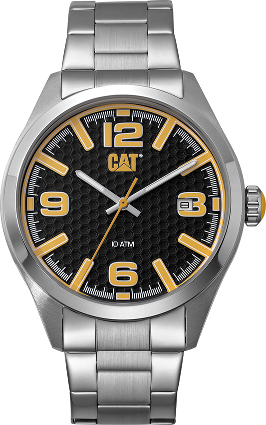 Reloj H-Dial con esfera negra/amarilla y correa de acero inoxidable