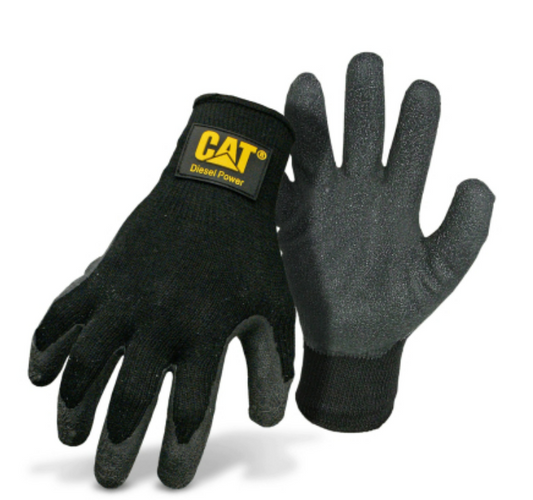 Guante de látex negro con palma de poliéster