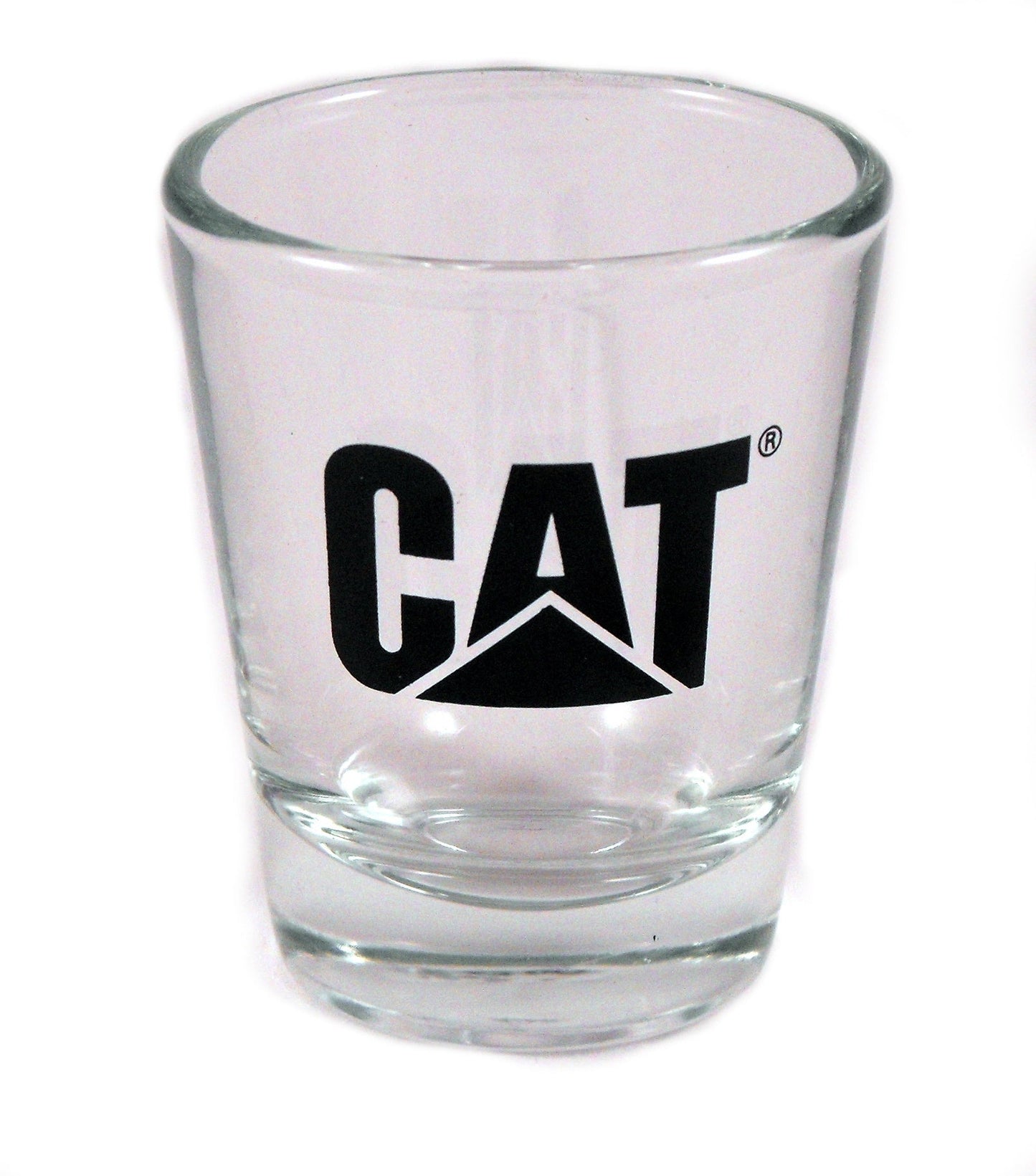 Vaso de chupito transparente con logotipo negro