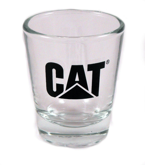Vaso de chupito transparente con logotipo negro