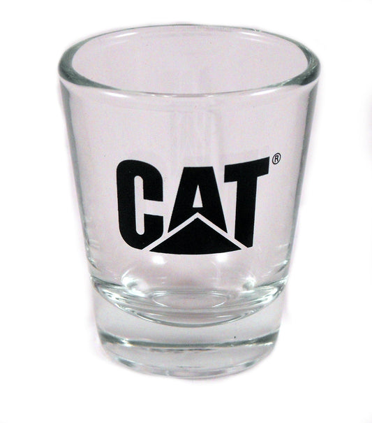 Vaso de chupito transparente con logotipo negro
