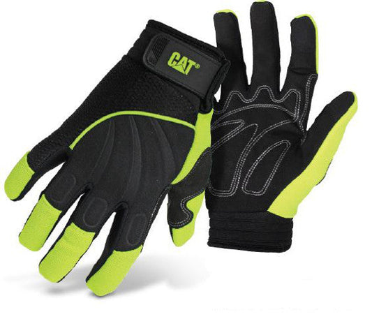 Guantes utilitarios con palma acolchada, color negro y amarillo